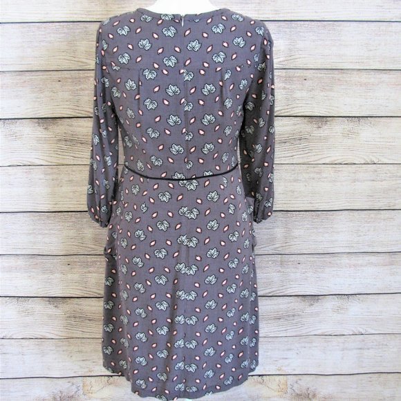 Boden Gray Maple Leaf Print Dress - Picture 6 of 7